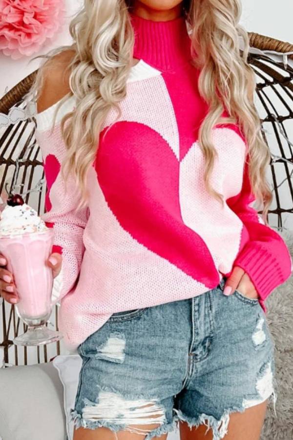 Cora® | Turtleneck sweater with turtleneck and cold shoulders for Valentine's Day