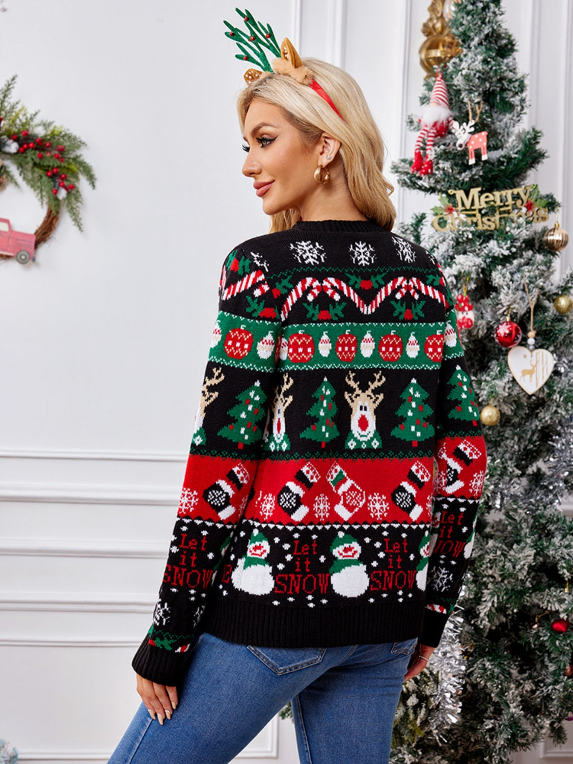 Claudette® | Long-sleeved cardigan with reindeer buttons
