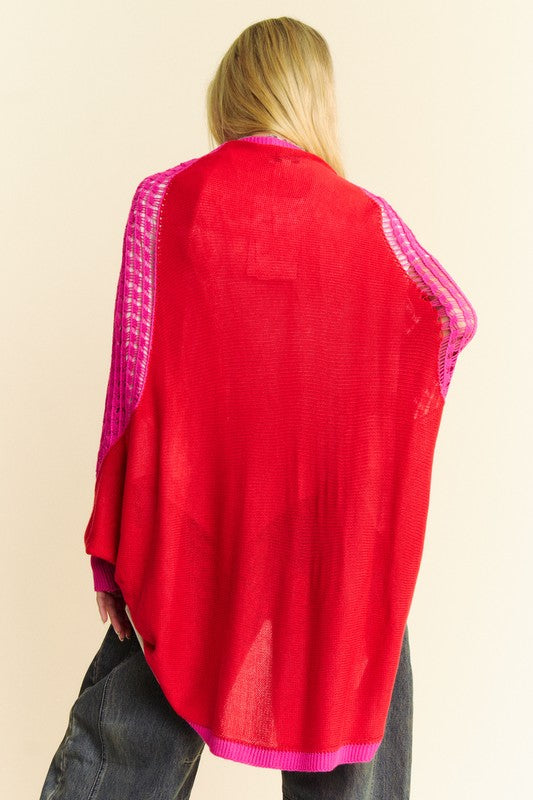 Agustina® | Openwork, contrasting cardigan with an open front