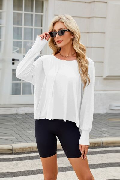 Ariana® | Long-sleeved t-shirt with a crew neck and open back