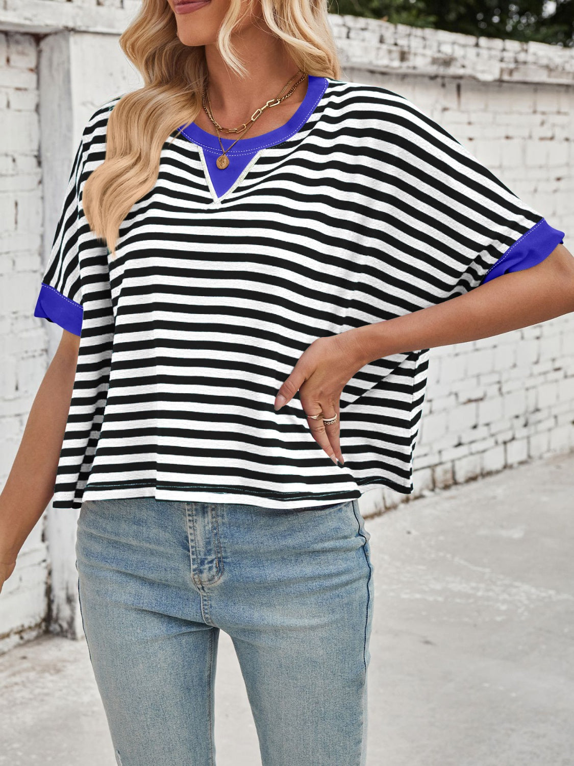 Dolores® | Striped short-sleeved crew-neck t-shirt