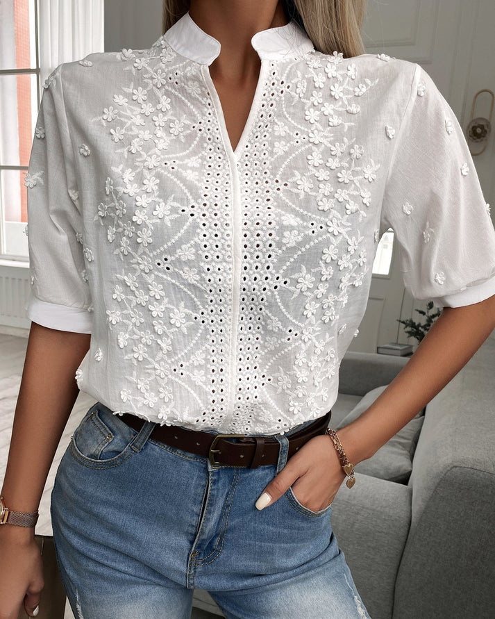 Bryner® | Embroidered Floral Lace Top
