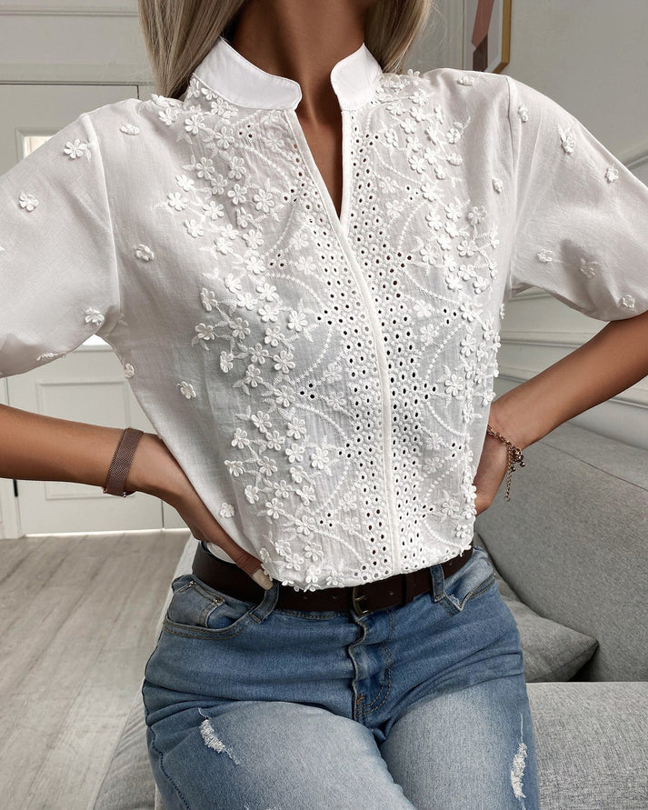 Bryner® | Embroidered Floral Lace Top