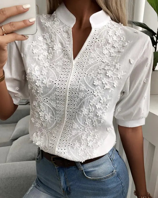 Bryner® | Embroidered Floral Lace Top