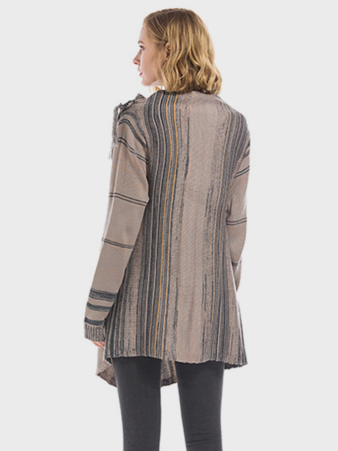 Dagny® | Long sleeve cardigan with tassel stripes and open front