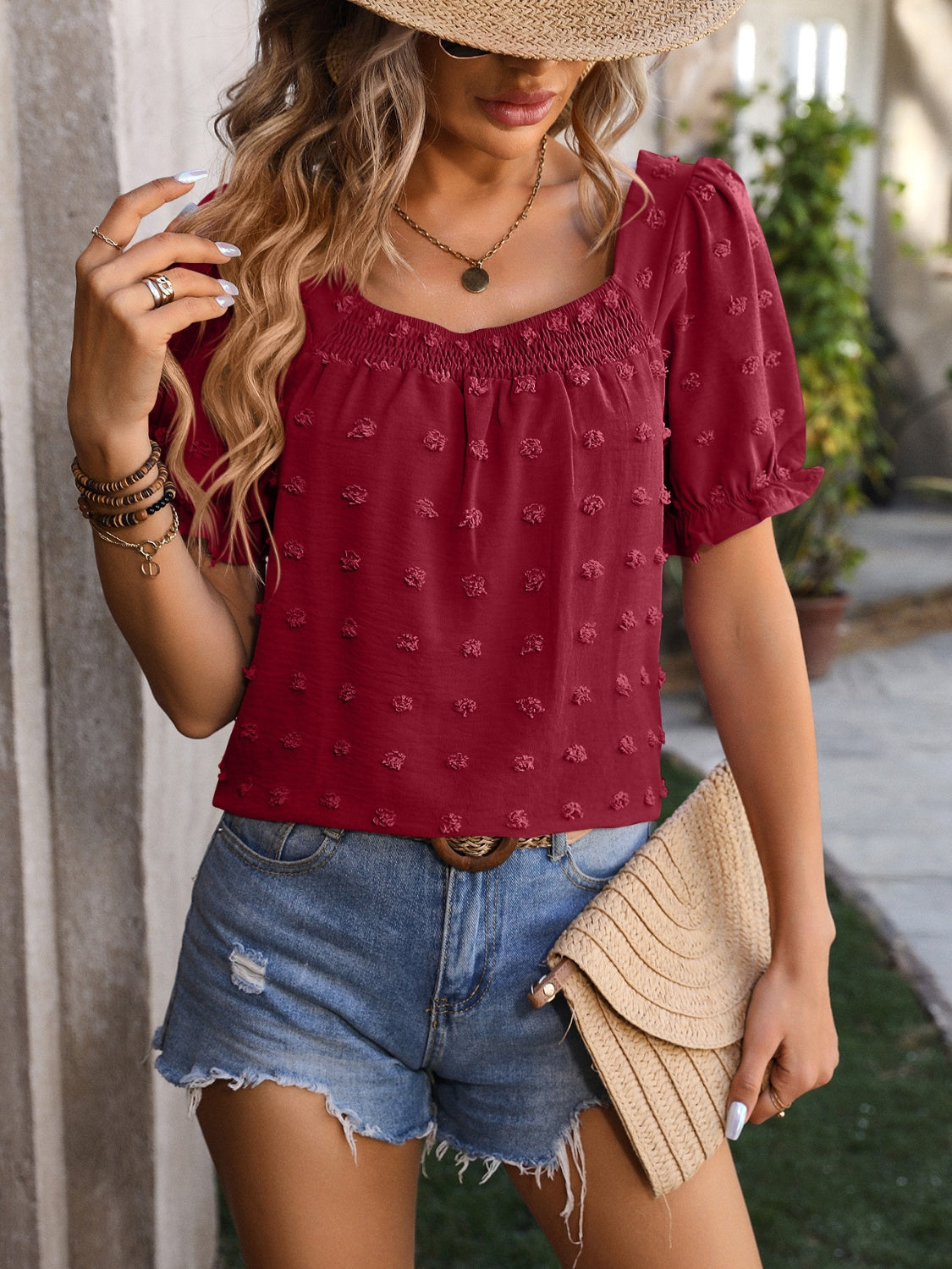 Elisa® | Swiss Dot short sleeve blouse
