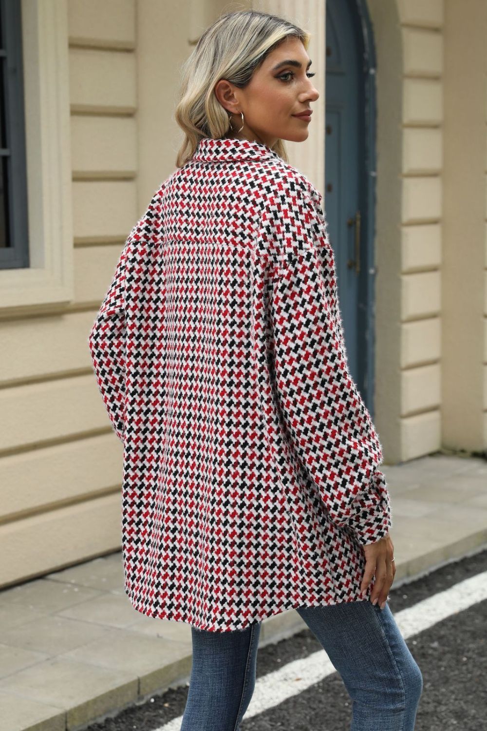 Anika® | Houndstooth coat with buttons and dropped shoulders