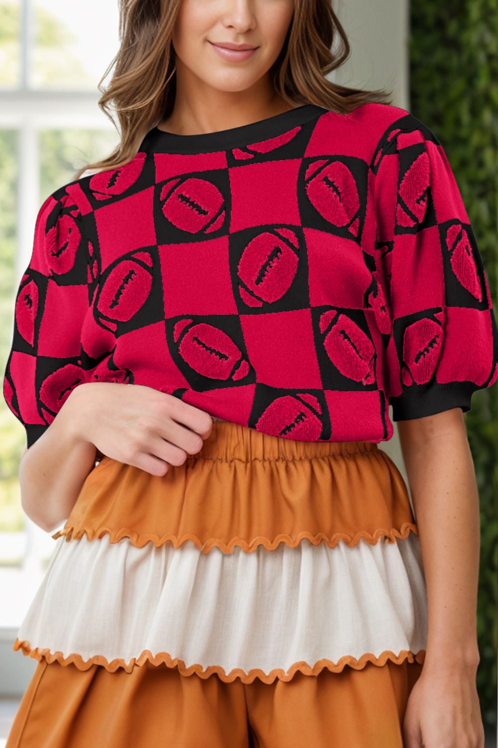 Annika® | Football sweater with a crew neck and short sleeves
