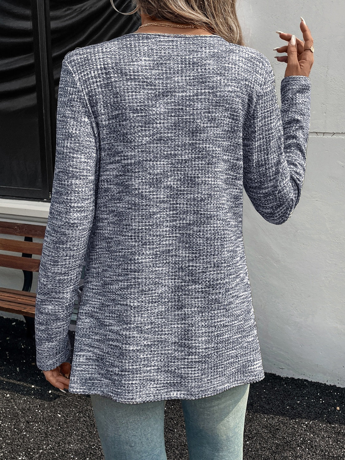Elisa® | Mottled, open-front long-sleeved cardigan