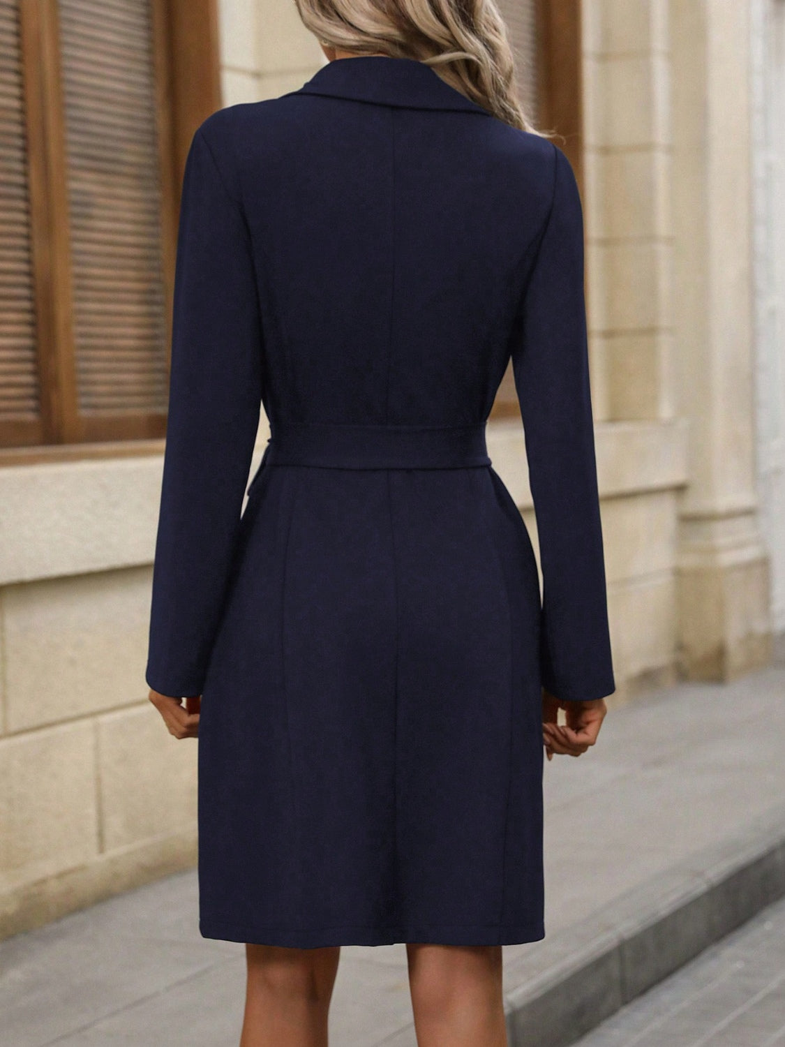 Ariana® | Double-breasted dress with a lapel collar and long sleeves