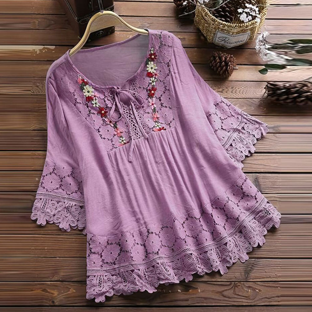 Aixa® | Women'S Lace Accent Top Floral