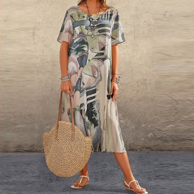 Yovi | Artistic Print Midi Dress