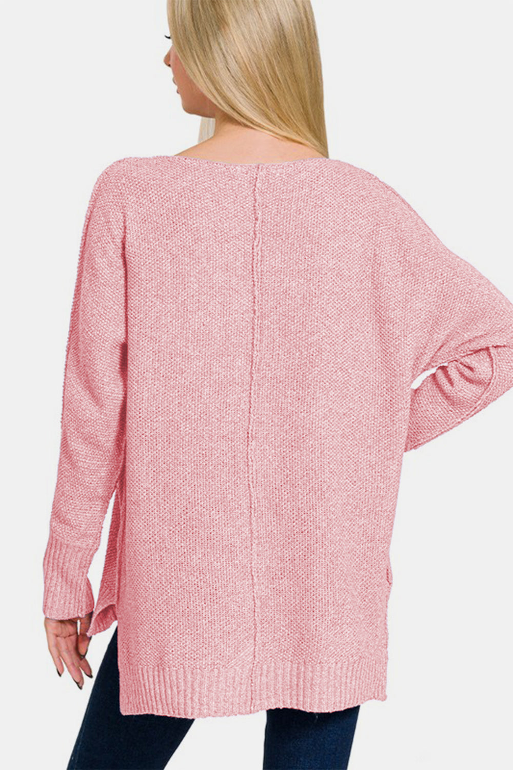 Cecilia® | High-low sweater with V-neck and center seam