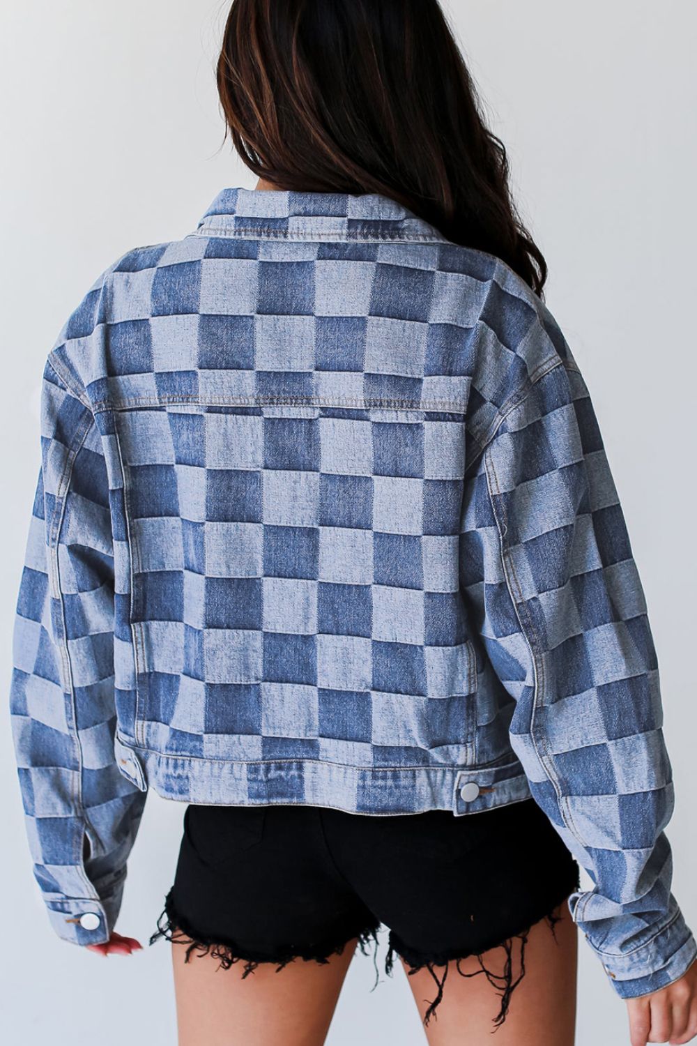 Alicia® | Checked denim jacket with buttons