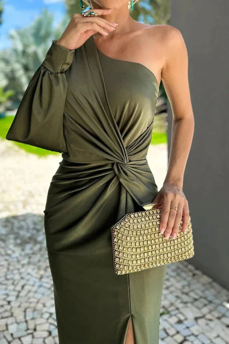 Corina® | Dress one-shoulder twist dress with slit