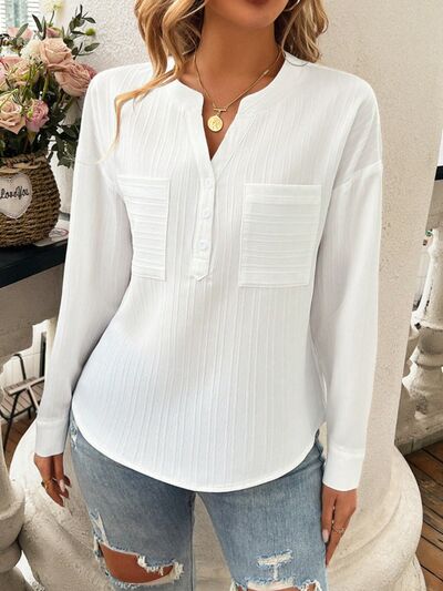 Carina® | Long sleeve blouse with pockets and notches