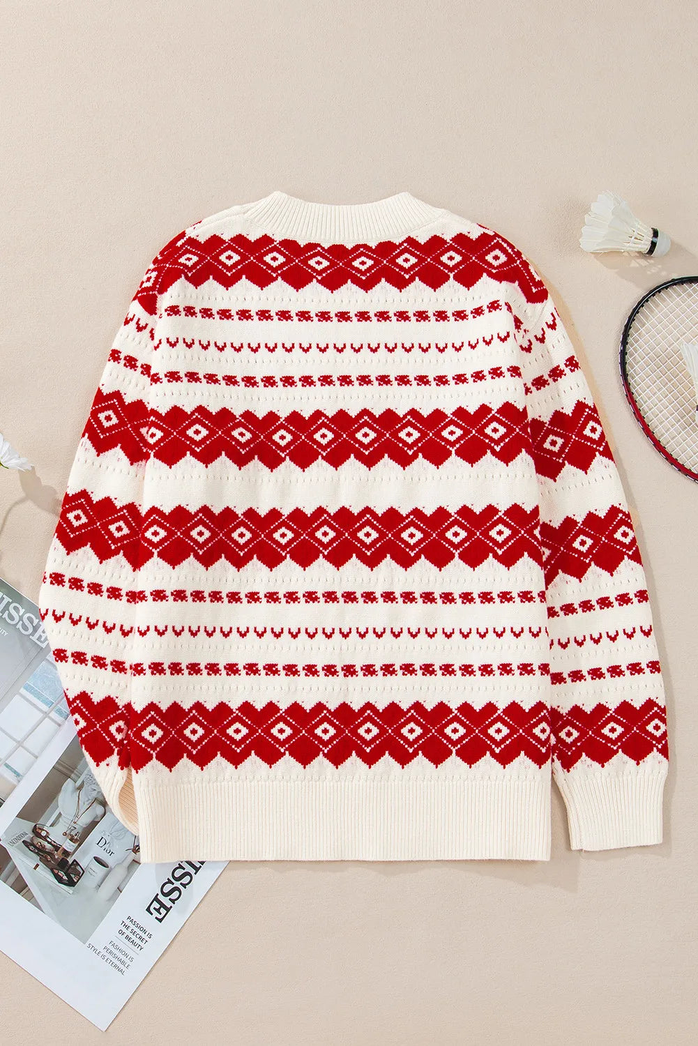 Claudia® | Pullover with a geometric crew neck and dropped shoulders