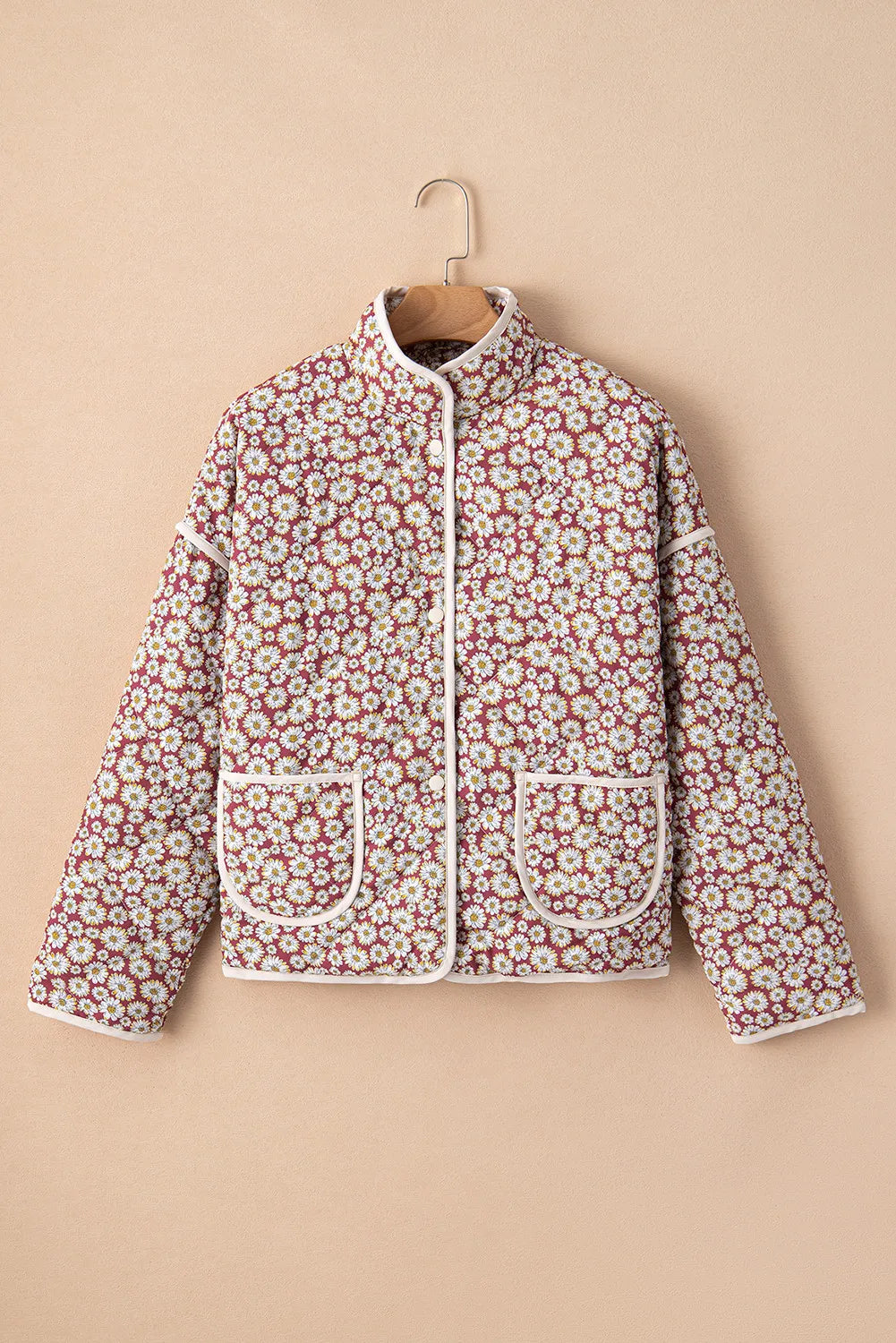 Bernadette® | Floral coat with stand-up collar and press studs
