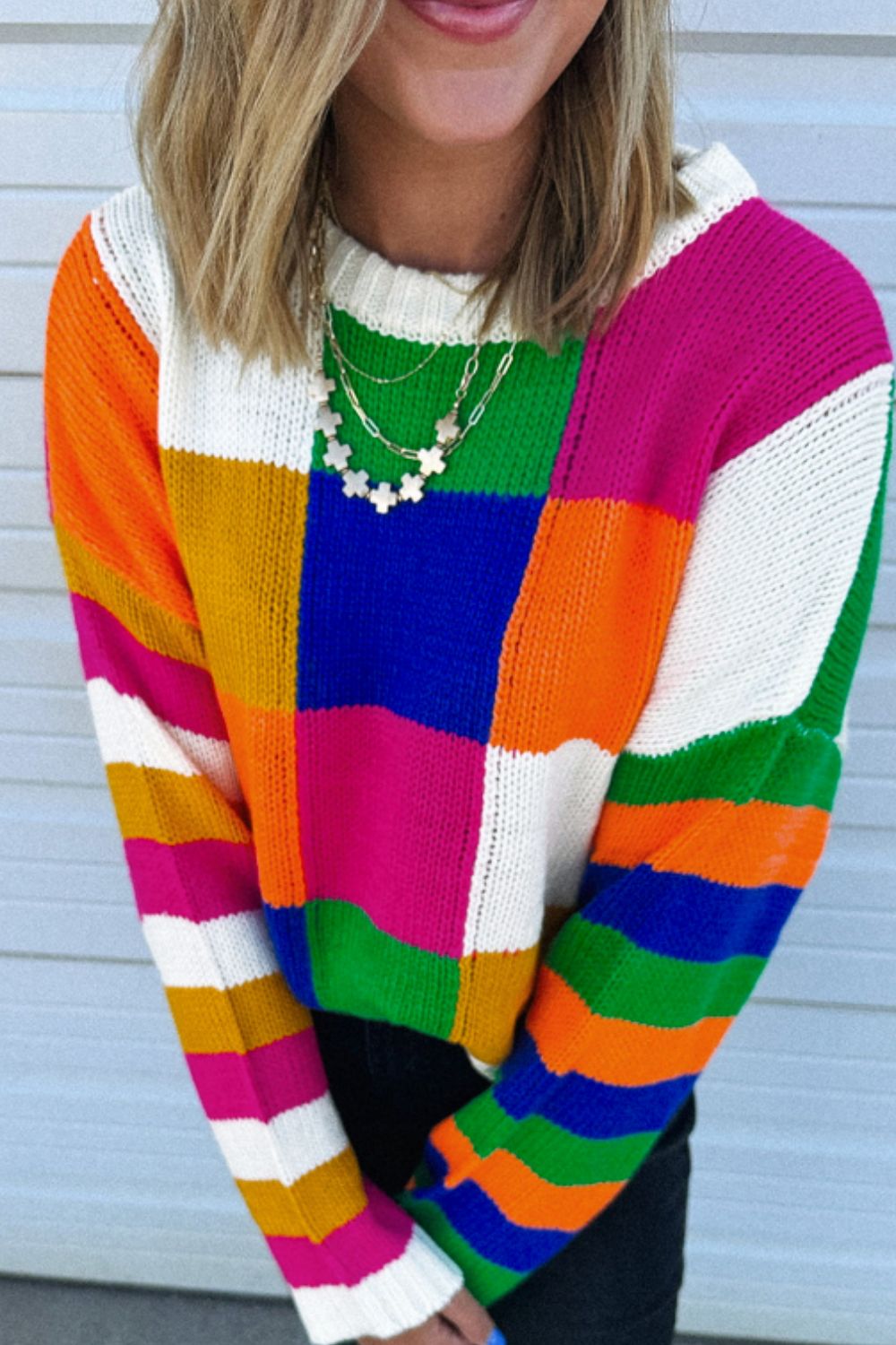 Crispina | Color block sweater with a crew neck and long sleeves