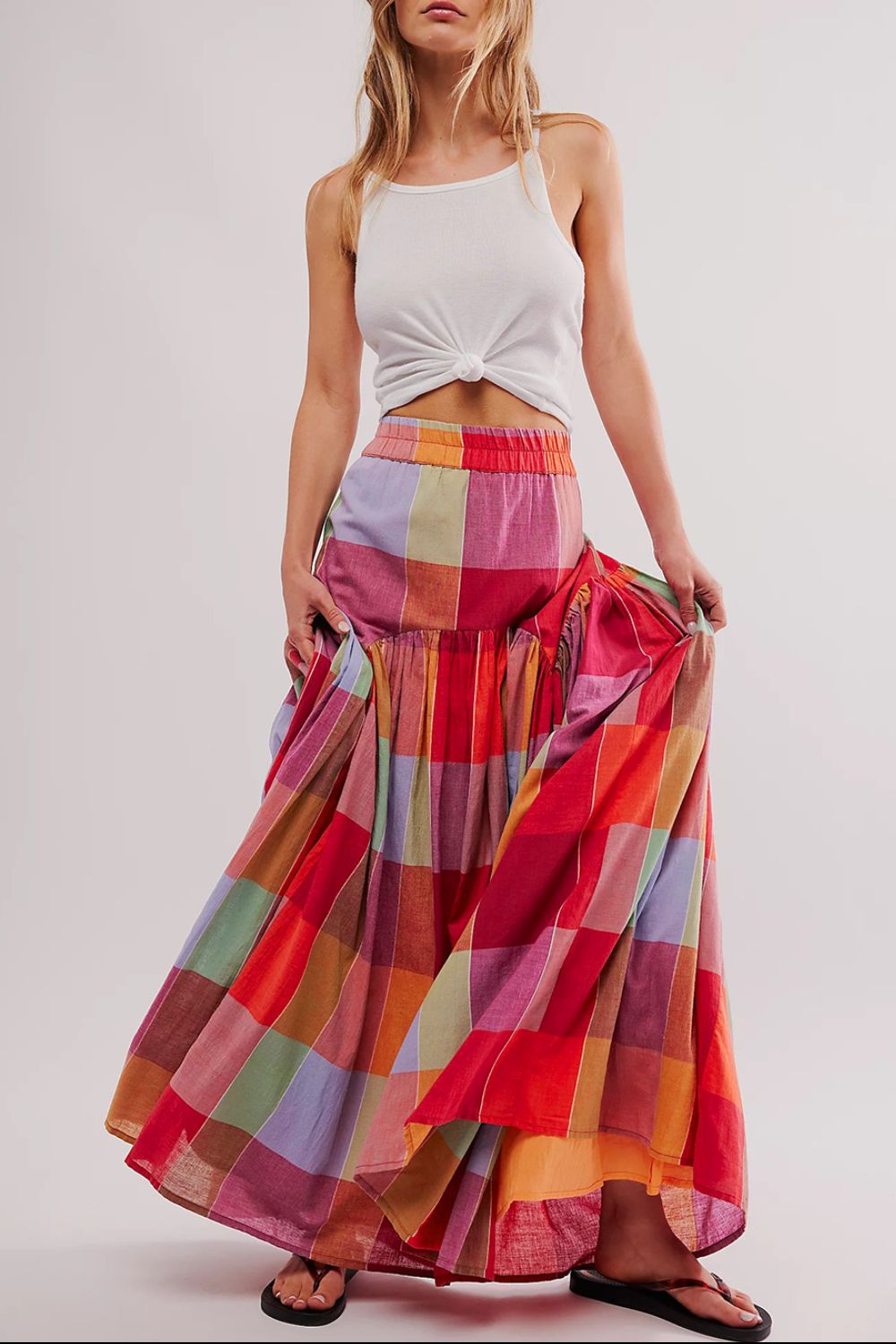 Azul® | Color block maxi skirt with elastic waistband