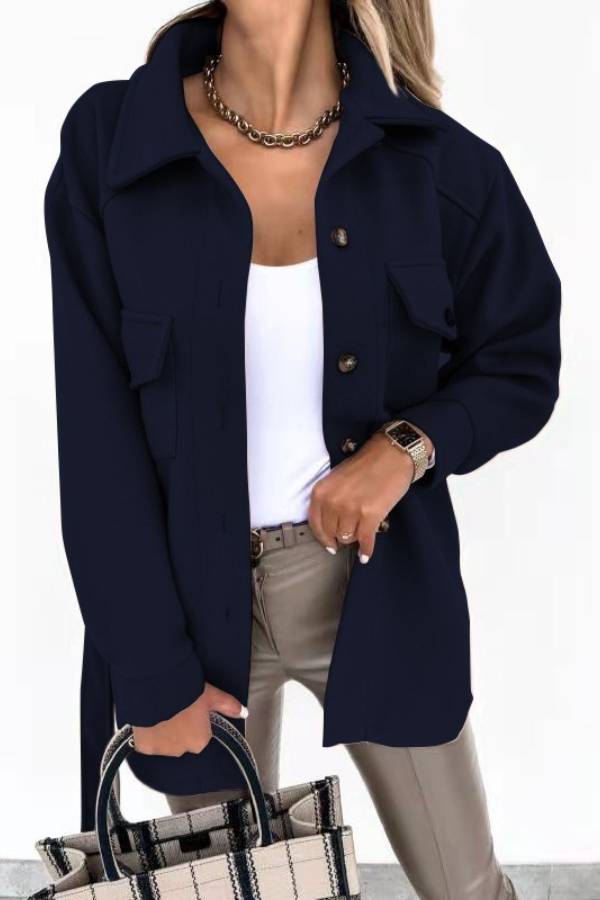 Aurora® | Solid color shirt and loose woolen coat