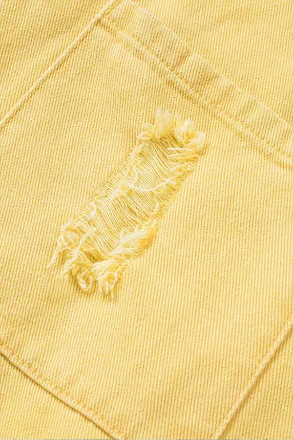 Danna® | Distressed Raw Hem Denim Jacket with Chest Pockets