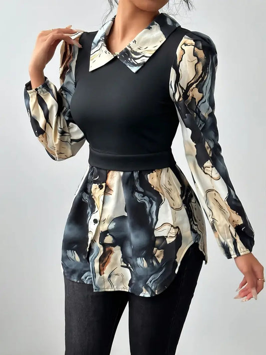 Aria® | Floral Print Satin Blouse