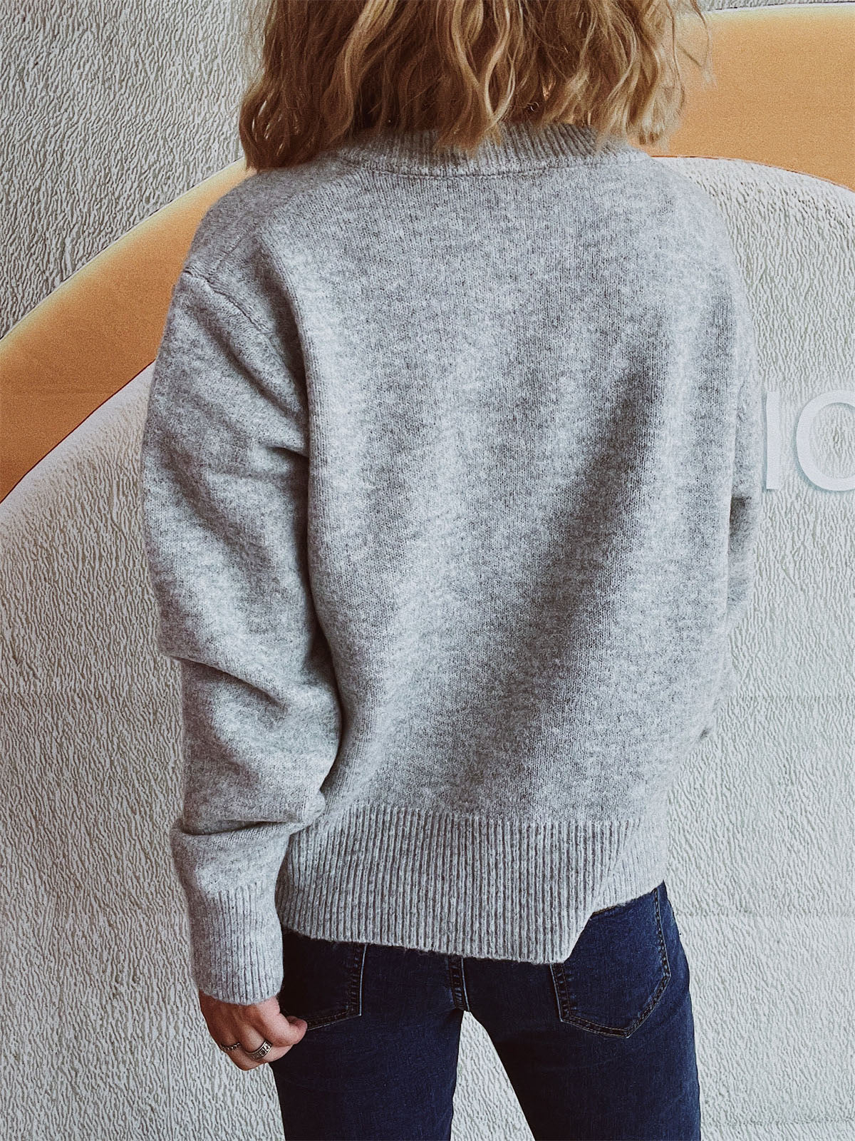 Beate® | Long-sleeved cardigan with bow and round neckline and buttons