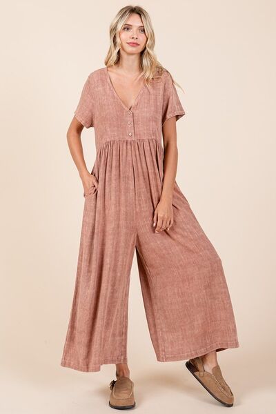 Antonia® | Short-sleeved, flowy, wide-leg jumpsuit