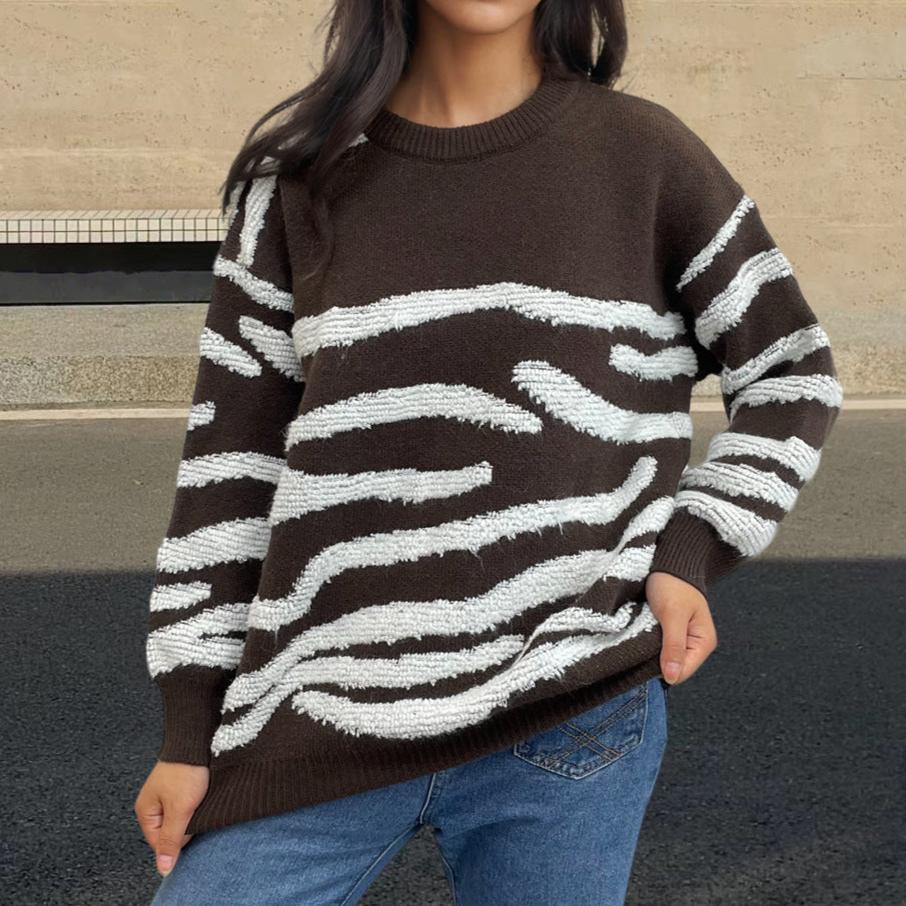 Dahlia® | Cashmere women's sweater with a ruffled striped pattern