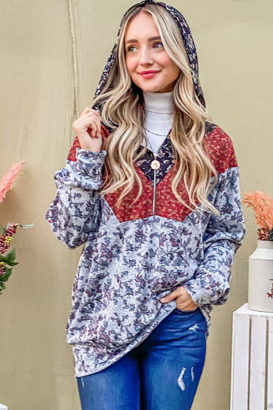 Elfriede® | And The Why printed long sleeve half zip hoodie