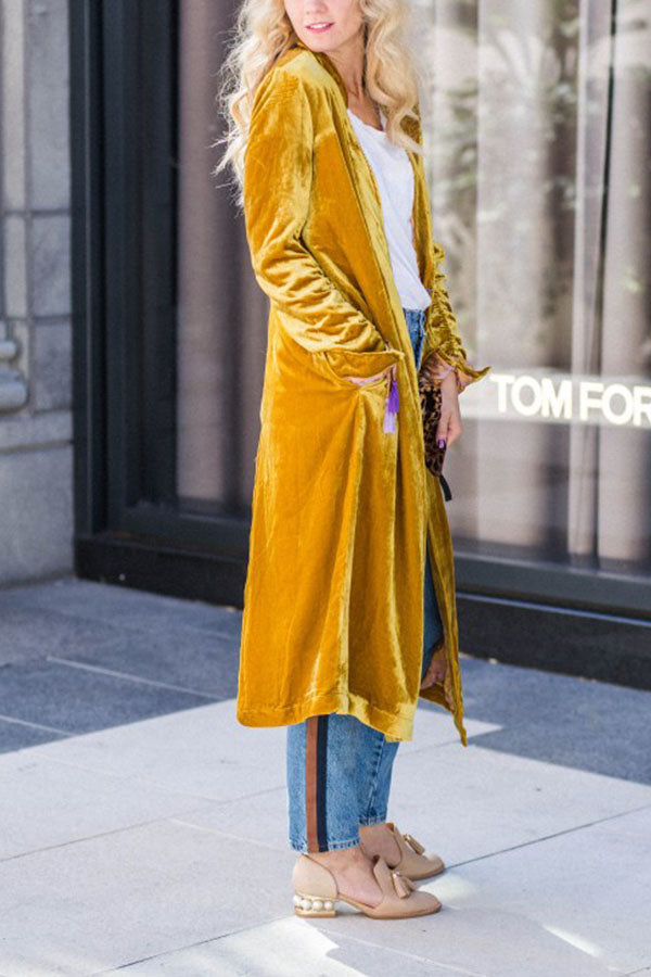 Ana María® | Velvet cardigan buttonless outerwear sweater