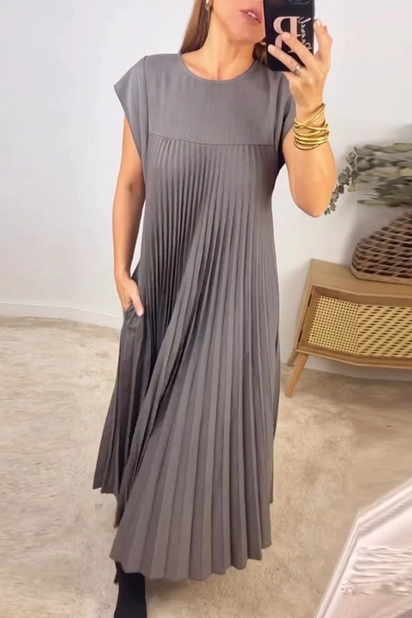 Anita® | Sleeveless pleated plain plain dress