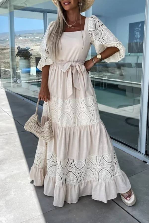 Diana® | Loose, hollow long lace skirt