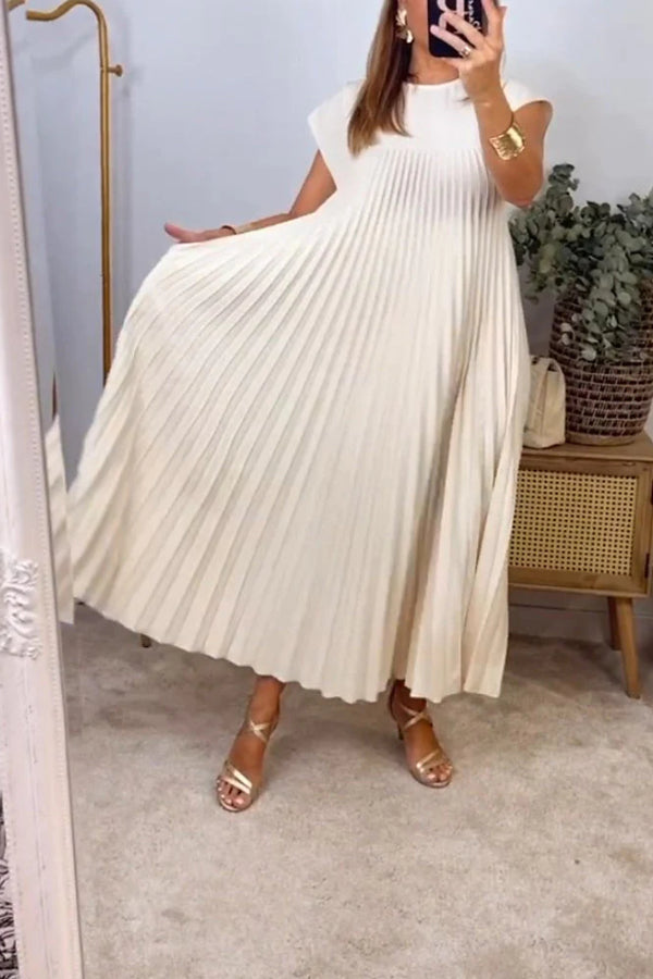 Anita® | Sleeveless pleated plain plain dress