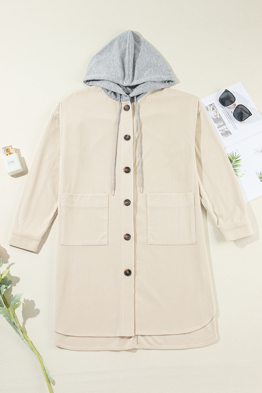 Belinda® | Long sleeve hooded jacket with drawstring and buttons