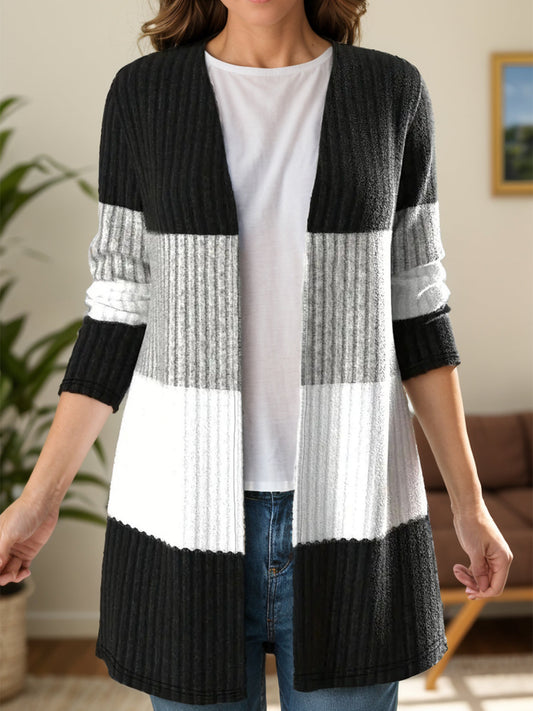 Carmen® | Color block cardigan with open front and long sleeves