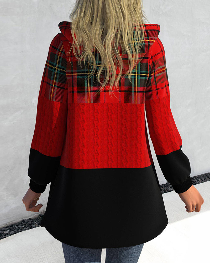 Cintia | Barbara – Checked hooded coat with zip
