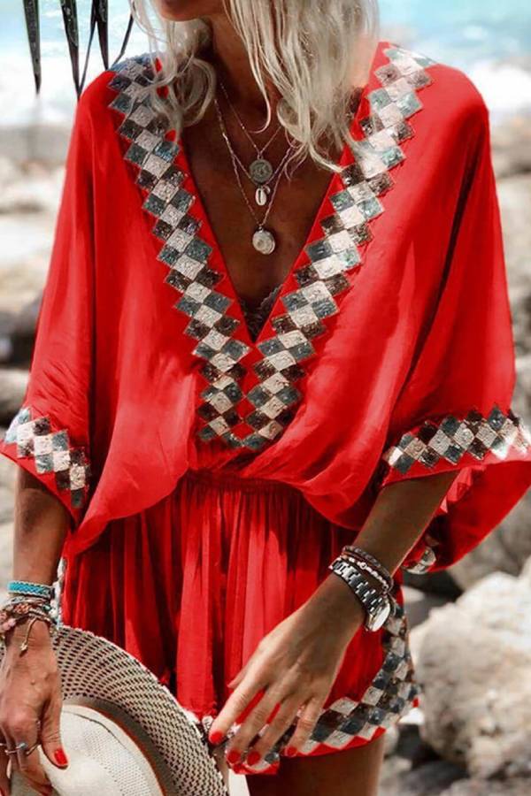 Camila® | Bohemian beach print kimono romper