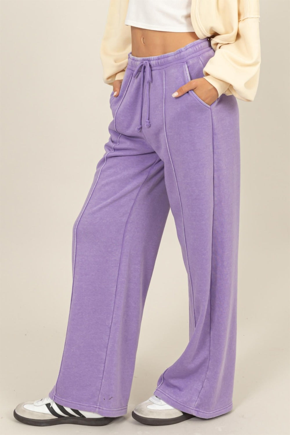 Diana® | Wide leg trousers with high waist and drawstring
