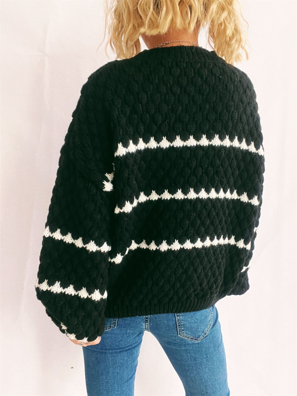 Bianca® | Long-sleeved sweater with contrasting stripes and a crew neck