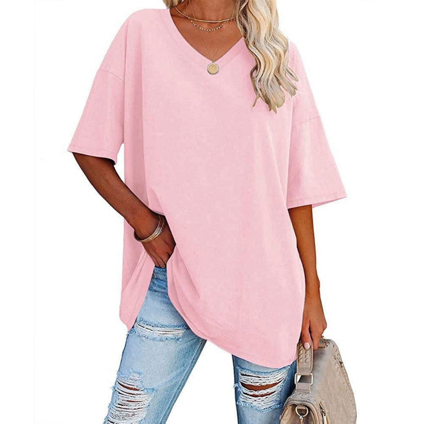 Delia® | Women's oversized V-neck shirt
