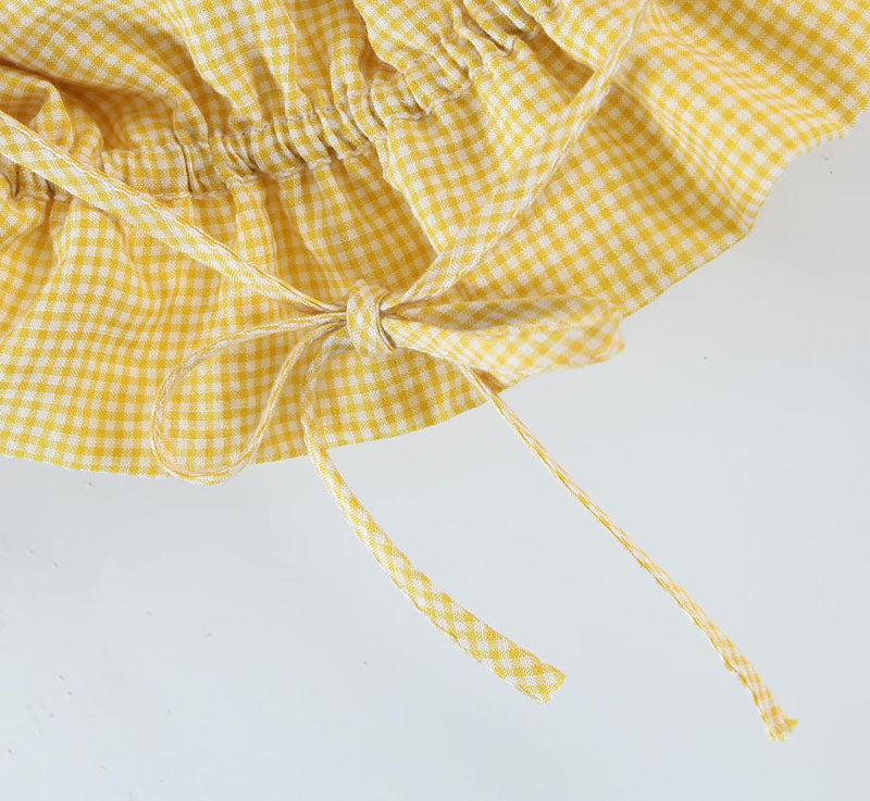 Calypso® | Yellow summer tank top and high waist short skirt set for women