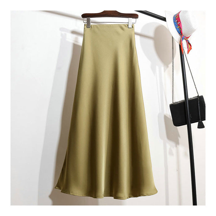 Coralie® | Trendy striped satin A-line skirt for women
