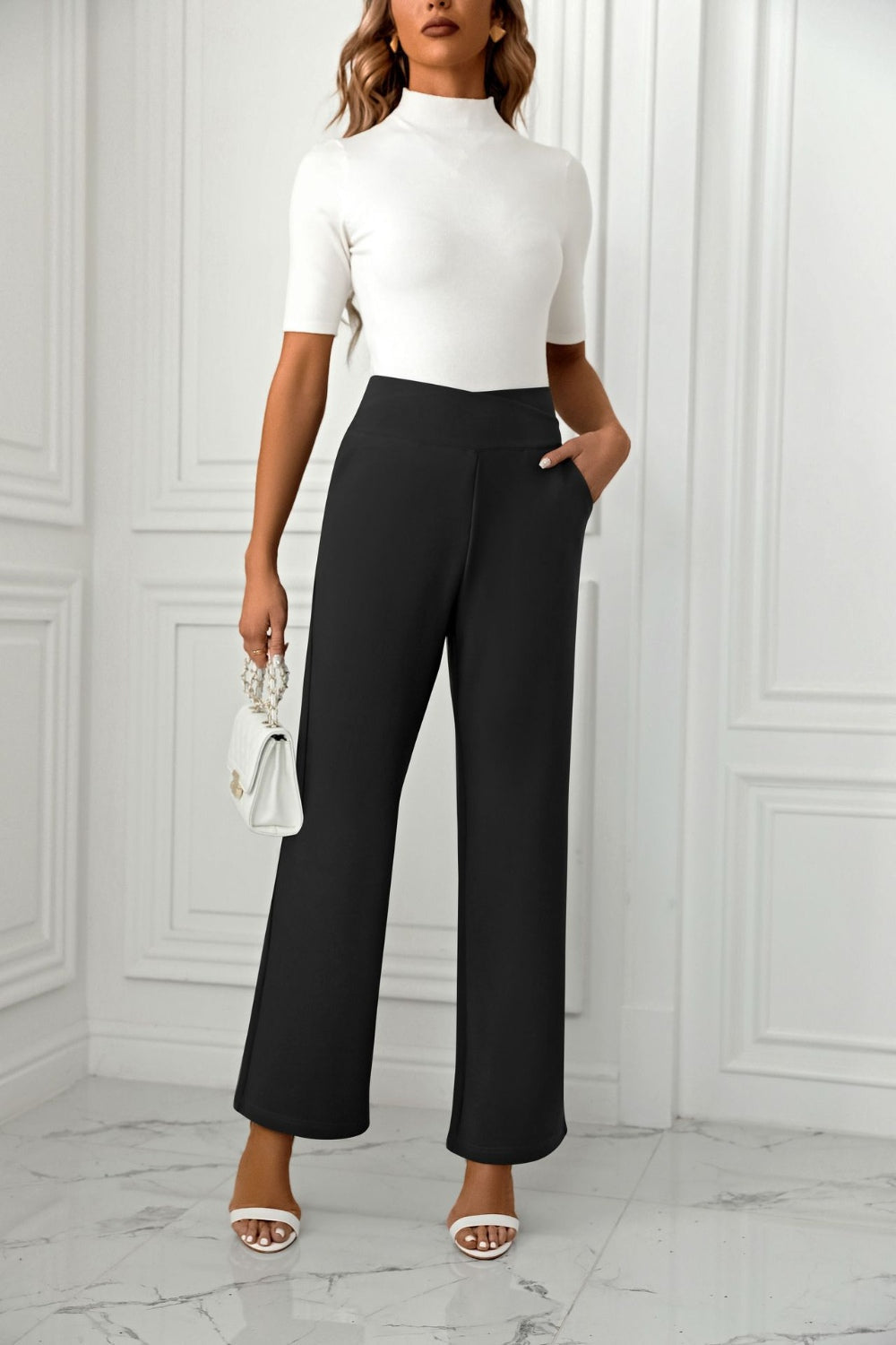 Ava® | Straight leg trousers with high waist