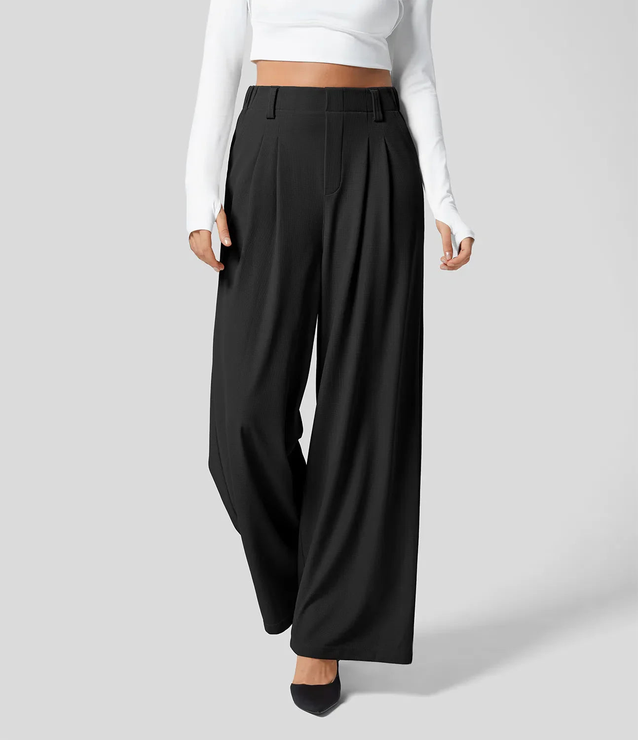 Ana® | Waffle Fabric Wide Leg Trousers