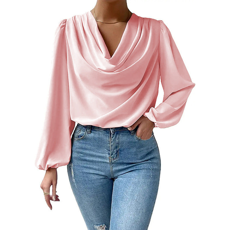 Briavoine® | Elegant Chiffon Blouse For Women With A Dove Ruffle And Long Sleeves