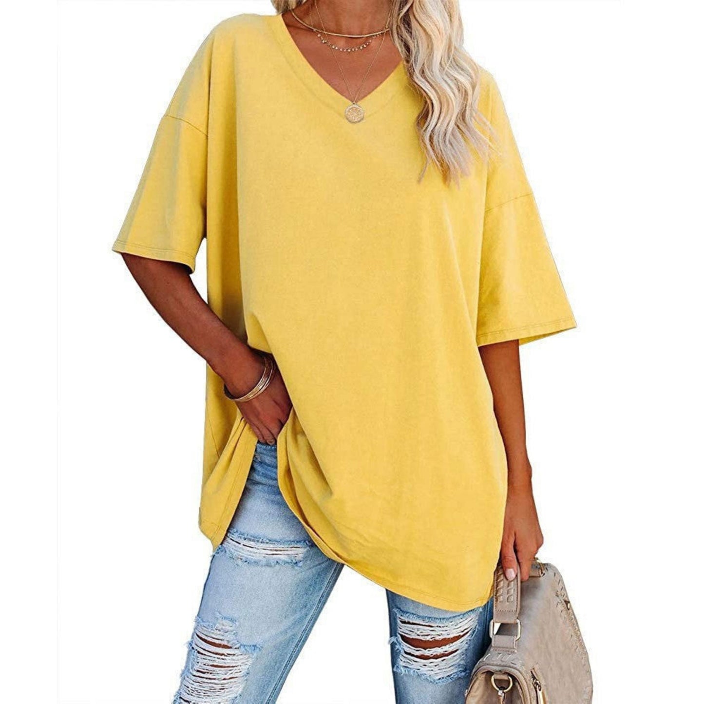 Delia® | Women's oversized V-neck shirt