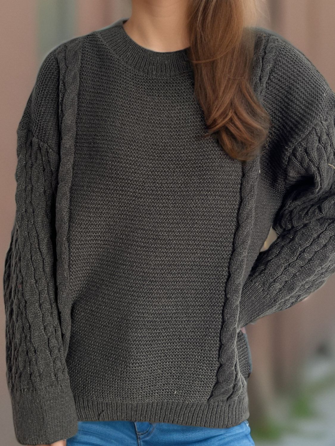 Celeste® | Long-sleeved cable-knit sweater with a crew neck