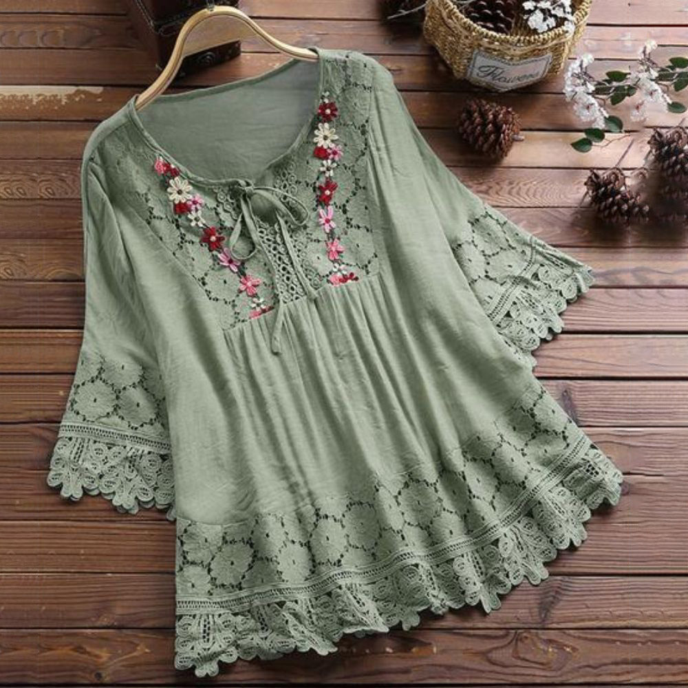 Aixa® | Women'S Lace Accent Top Floral